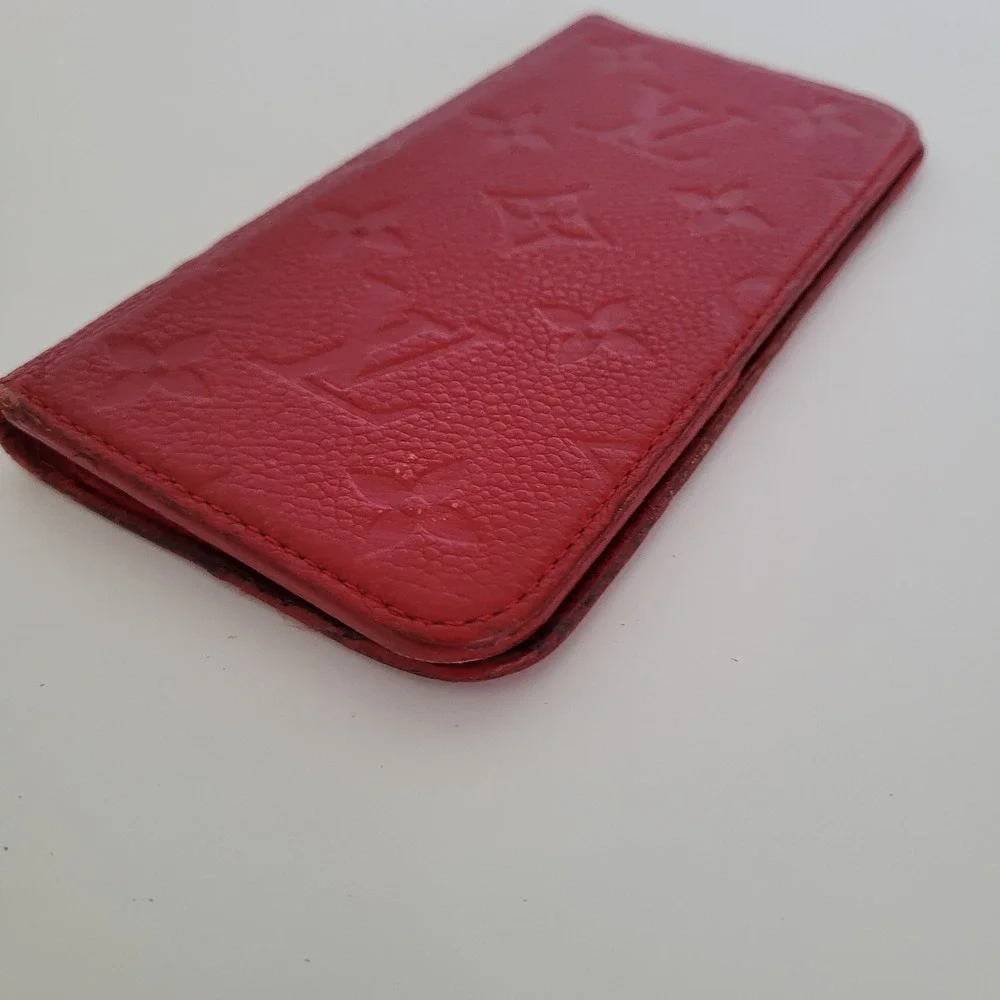 Louis Vuitton Monogram Empreinte iPhone X XS Folio Case Red Leather BC2149